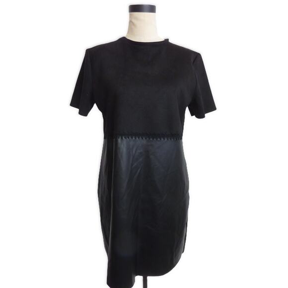 NWT Zara Black Faux Leather and Suede Dress Size M - Picture 1 of 7